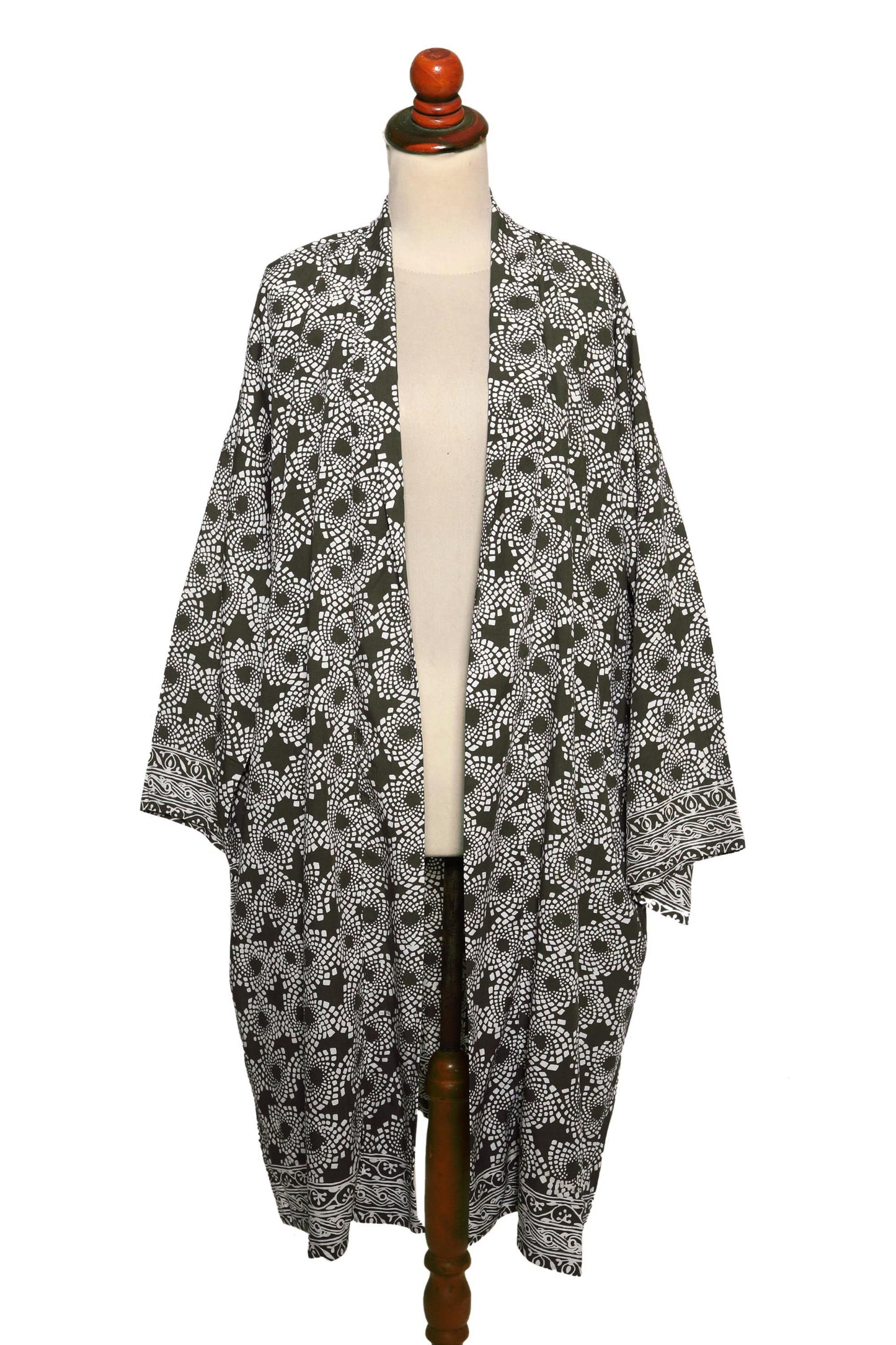 Nebula in Pewter Pewter Grey Batik Short Rayon Robe