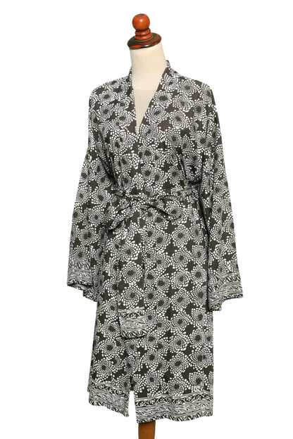 Nebula in Pewter Pewter Grey Batik Short Rayon Robe