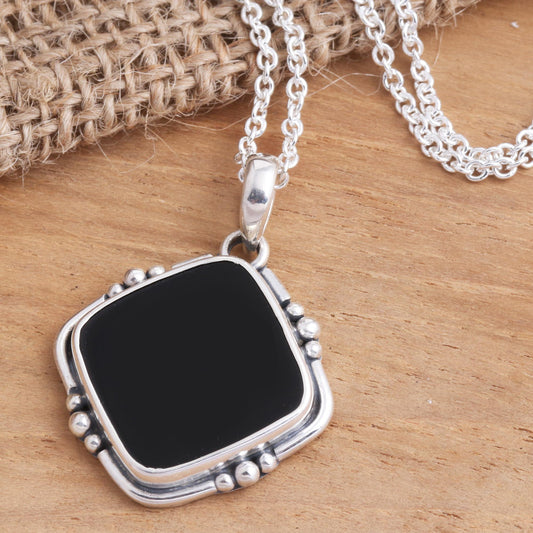 On Guard Black Onyx Sterling Silver Pendant Necklace