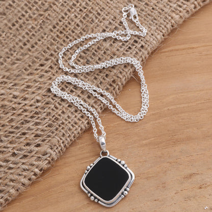 On Guard Black Onyx Sterling Silver Pendant Necklace