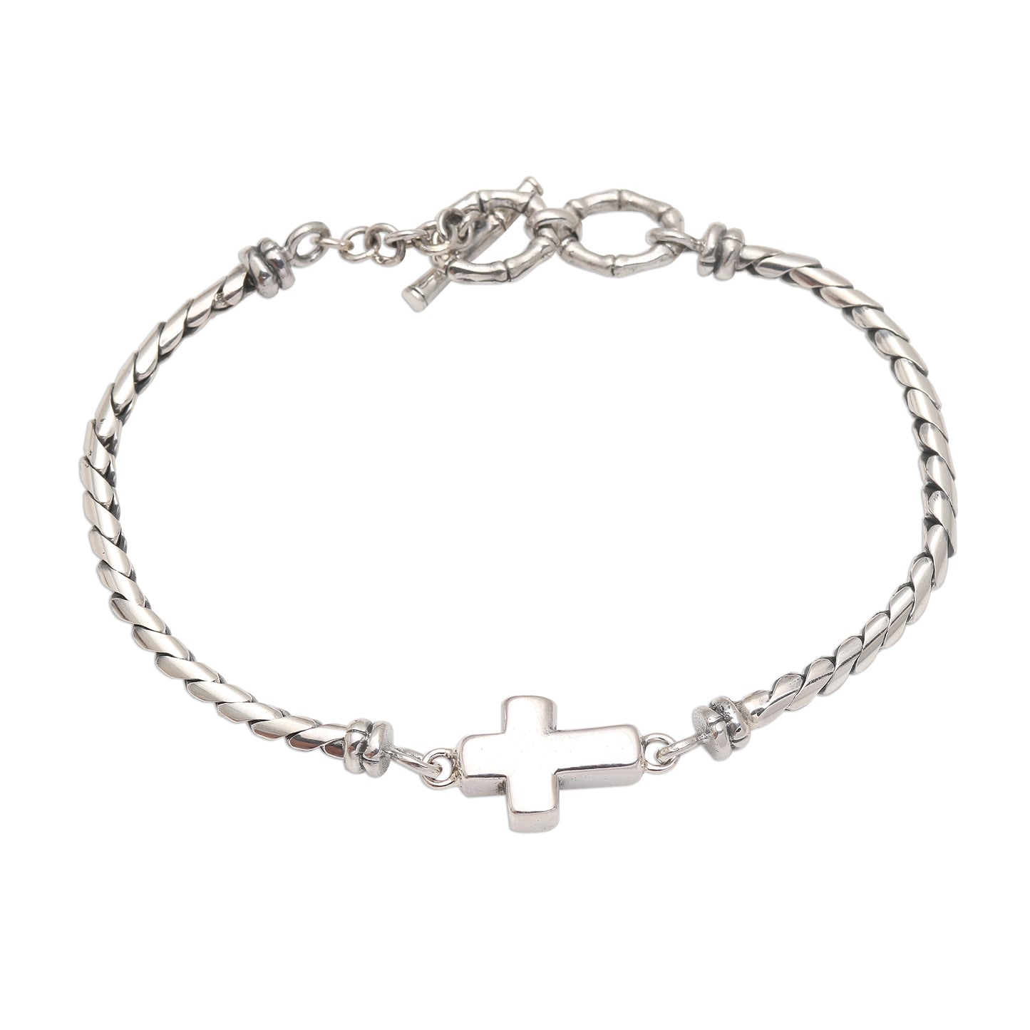 Faith Above All Sterling Silver Cross Pendant Bracelet