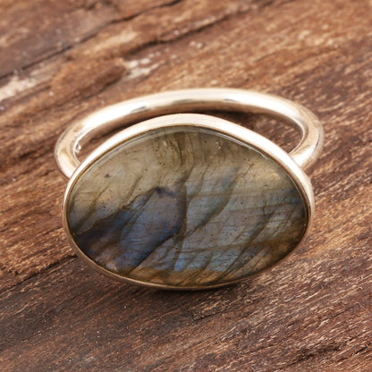 Sonata at Dusk Faceted Labradorite and Sterling Silver Cocktail Ring