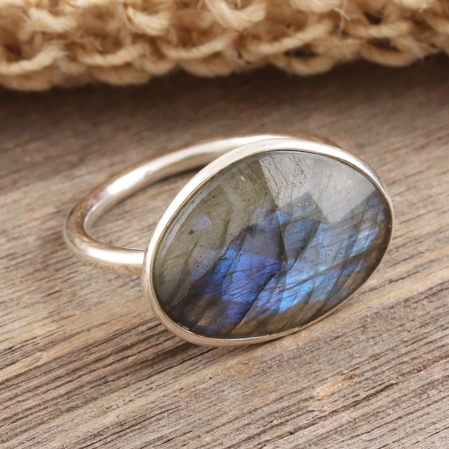 Sonata at Dusk Faceted Labradorite and Sterling Silver Cocktail Ring