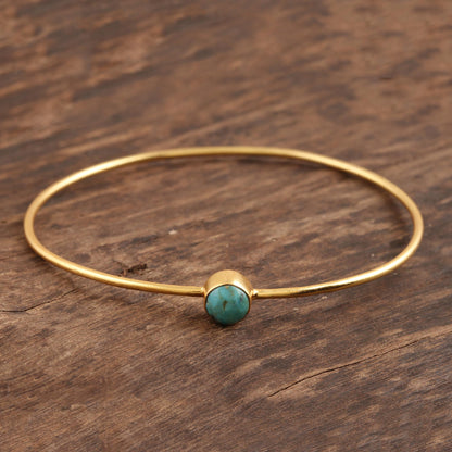 Blue Dazzle Gold Plated Reconstituted Turquoise Bangle Bracelet