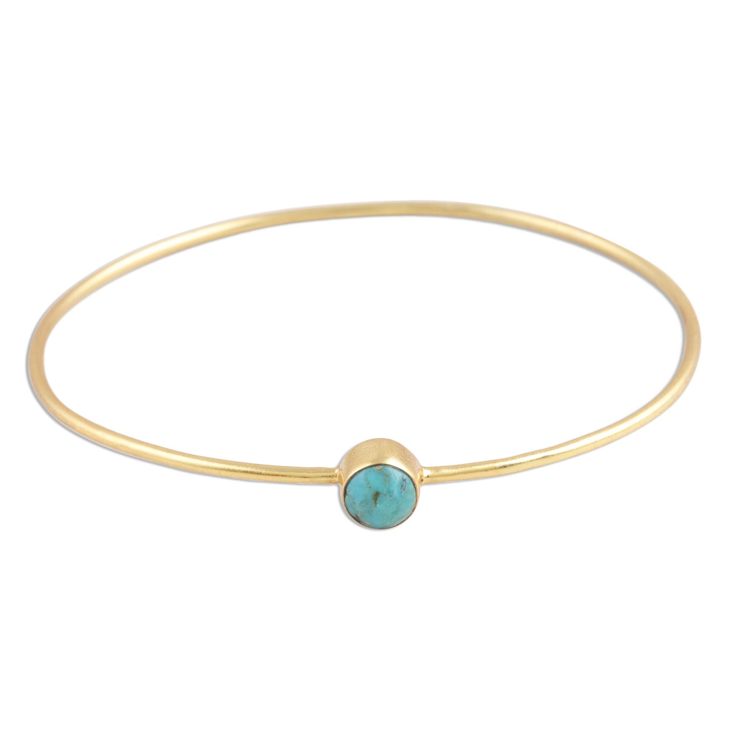 Blue Dazzle Gold Plated Reconstituted Turquoise Bangle Bracelet