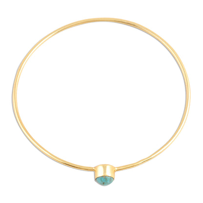 Blue Dazzle Gold Plated Reconstituted Turquoise Bangle Bracelet