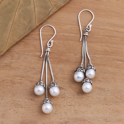 Manifest Destiny Sterling Silver and Freshwater Pearl Dangle Earrings