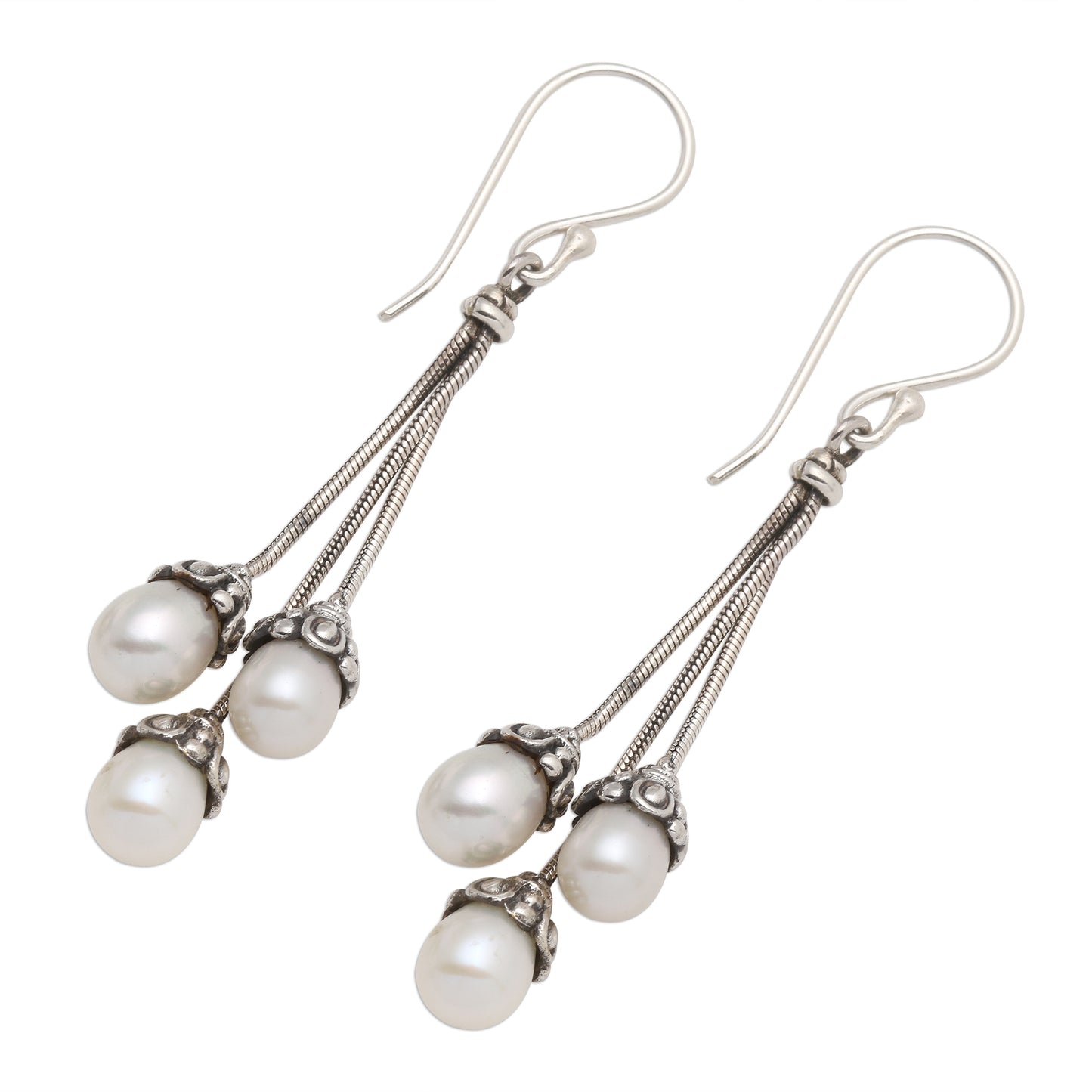 Manifest Destiny Sterling Silver and Freshwater Pearl Dangle Earrings