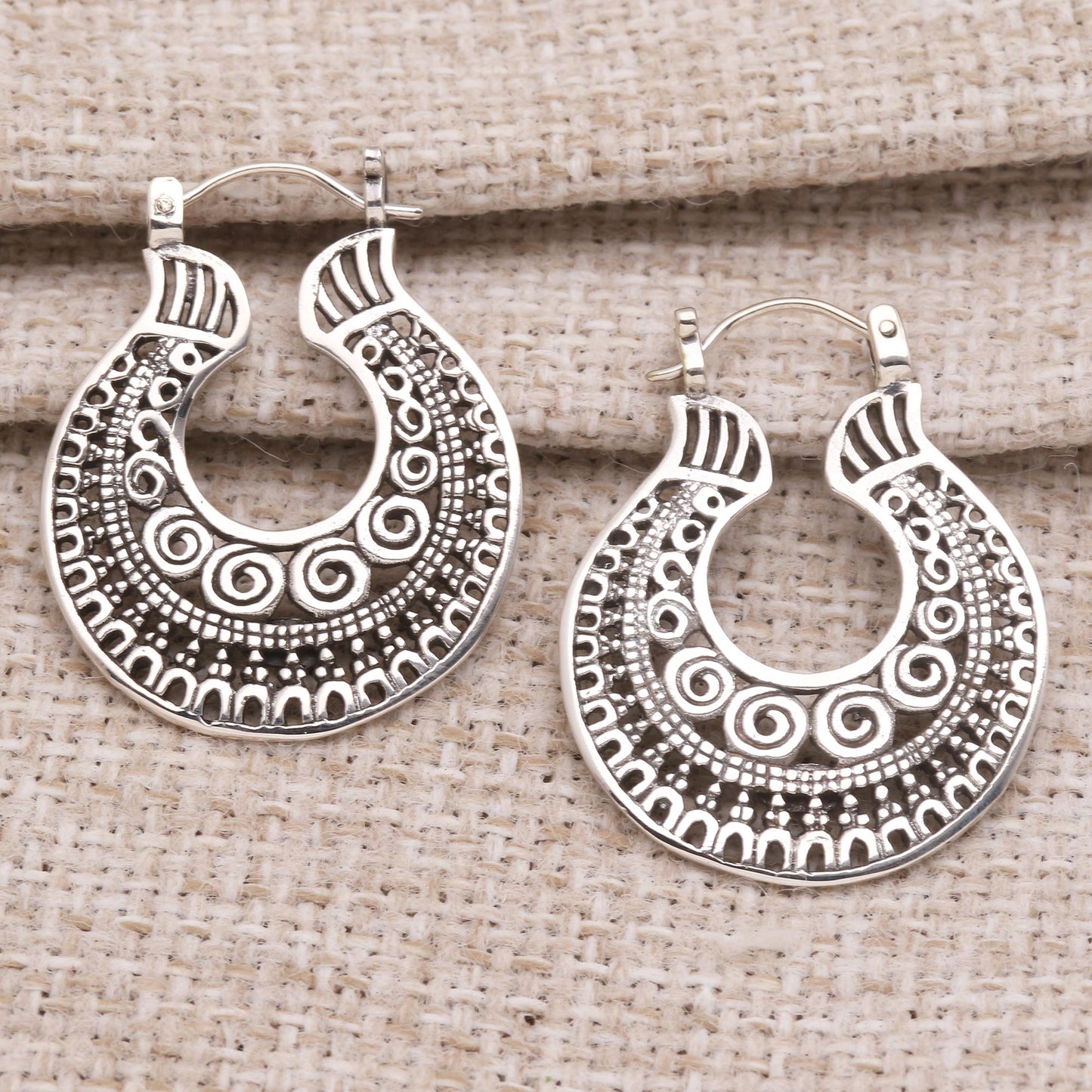 Making Waves Balinese Sterling Silver Hoop Earrings