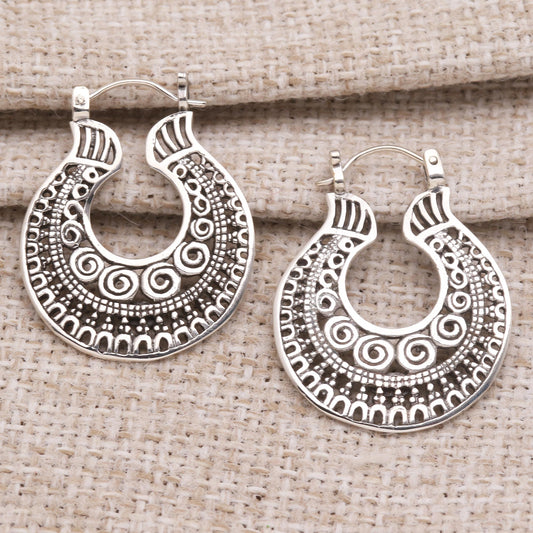 Making Waves Balinese Sterling Silver Hoop Earrings