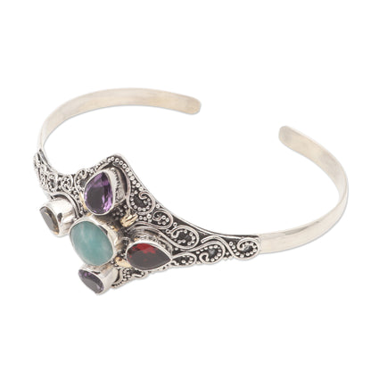 When the Wind Blows Multi-Gemstone Sterling Silver Cuff Bracelet