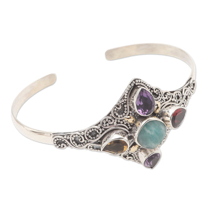 When the Wind Blows Multi-Gemstone Sterling Silver Cuff Bracelet