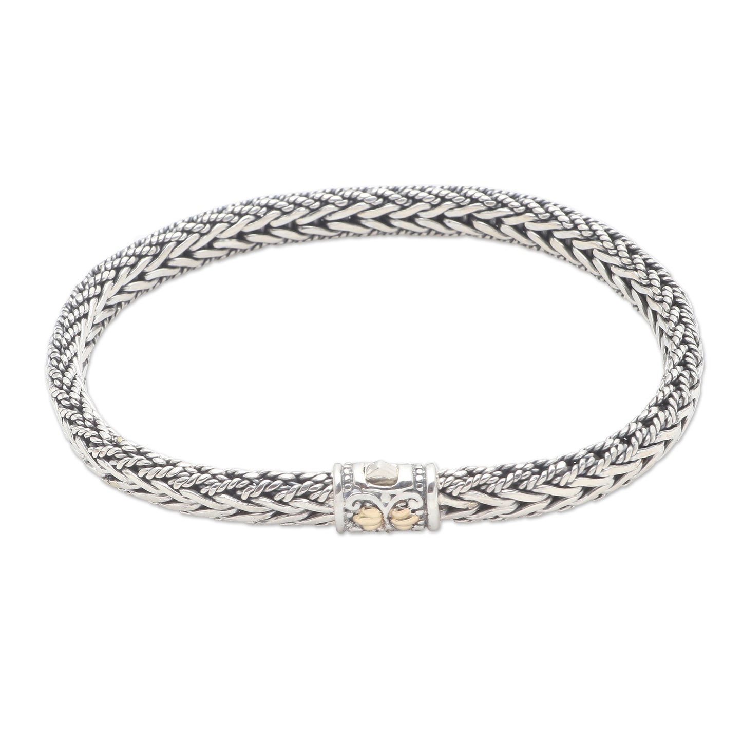 Well Known Handmade Sterling Silver and Gold Accented Braided Bracelet