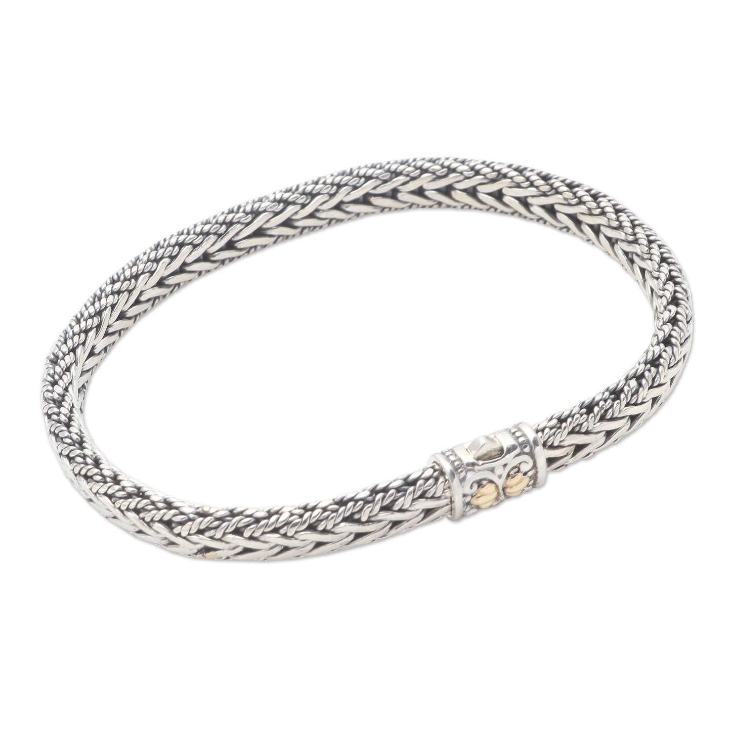 Well Known Handmade Sterling Silver and Gold Accented Braided Bracelet