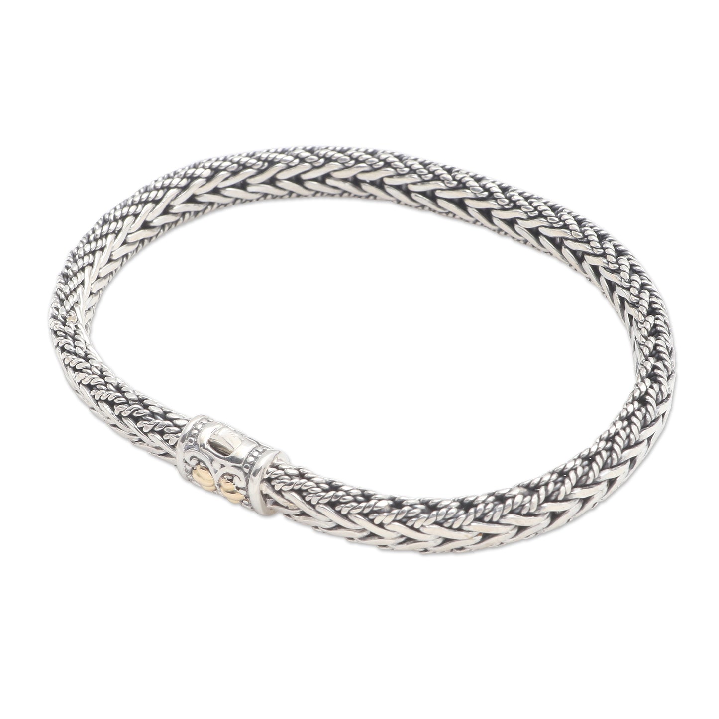 Well Known Handmade Sterling Silver and Gold Accented Braided Bracelet