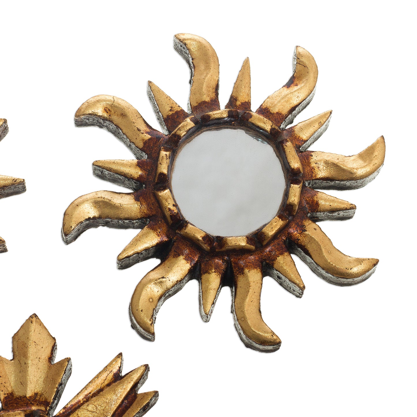 Ancient Suns in Bronze Mirrored Wall Accents with Sun Shapes (Set of 3)