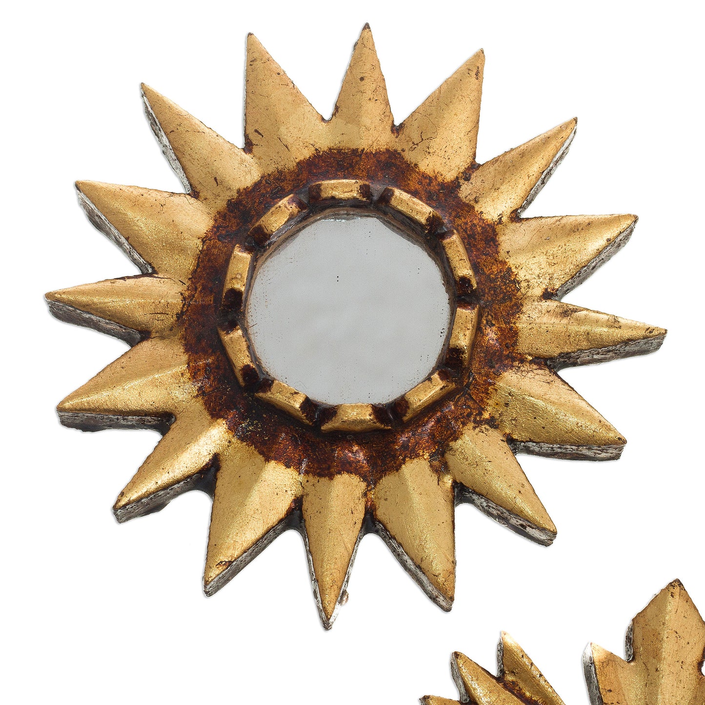 Ancient Suns in Bronze Mirrored Wall Accents with Sun Shapes (Set of 3)