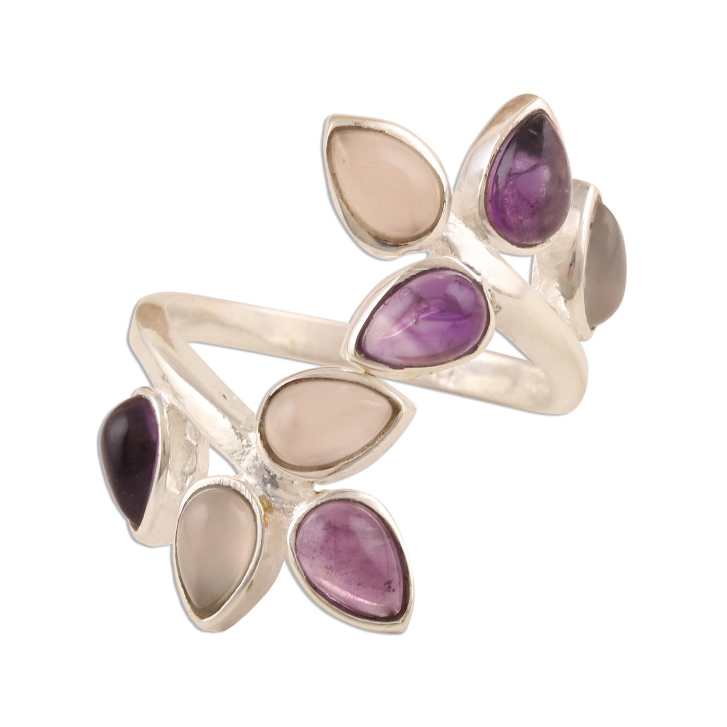 Leafy Glory Gemstone Cocktail Ring in Sterling Silver