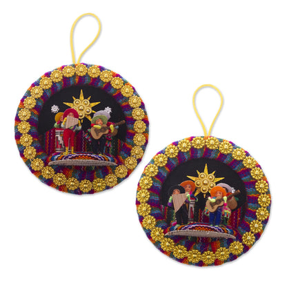 Christmas Carol Party Handmade Peruvian Christmas Carol Ornaments (Pair)