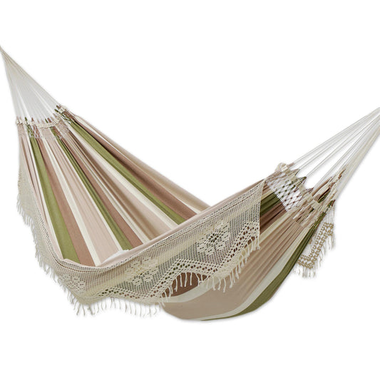Isle of Palms Striped Cotton Hammock in Earth Tones (Double)