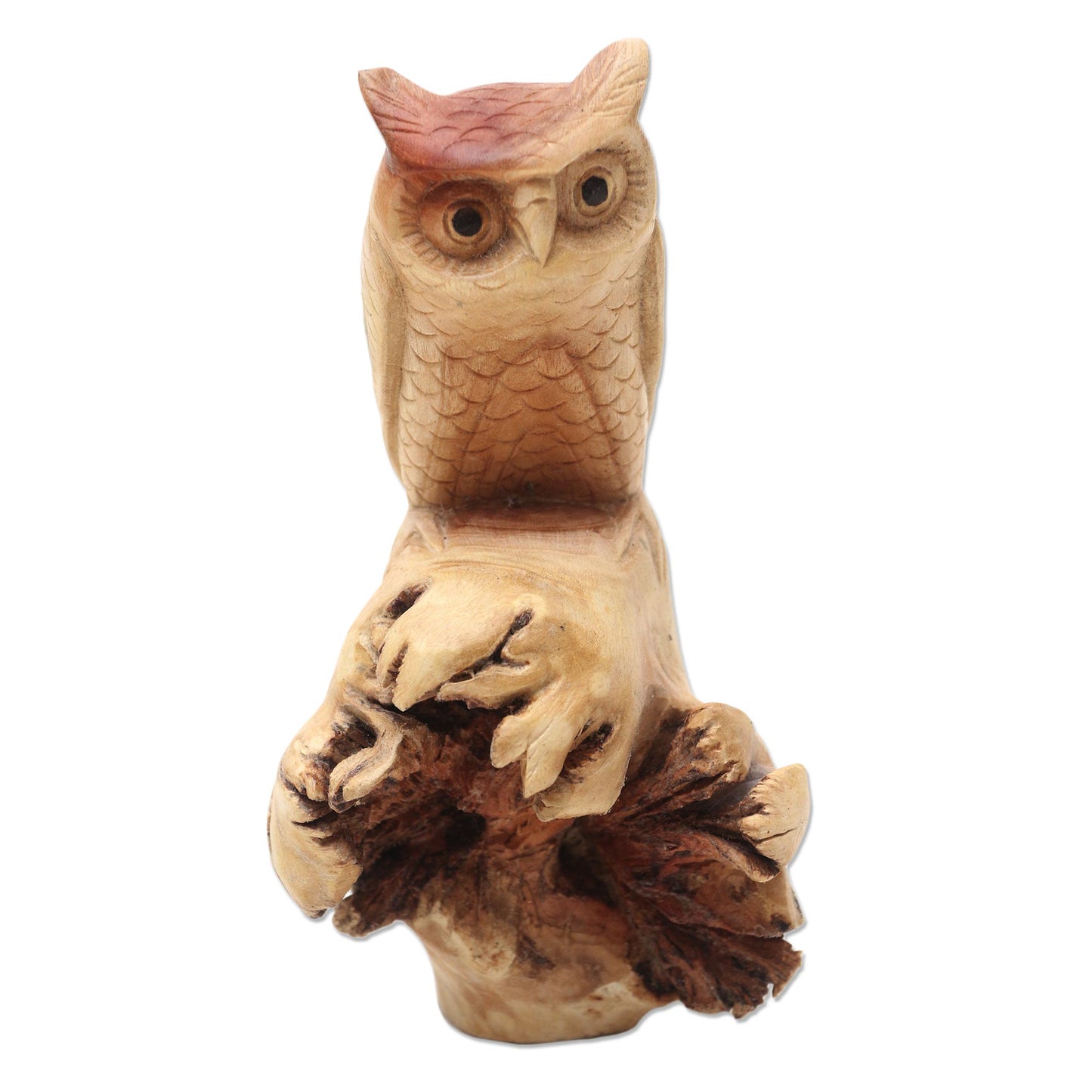 Silent Owl Hand Carved Wood Owl Sculpture