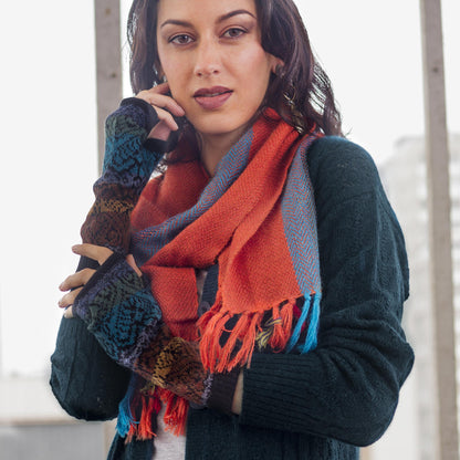 Earth and Sky Inca Inspired Alpaca Knit Fingerless Mitts