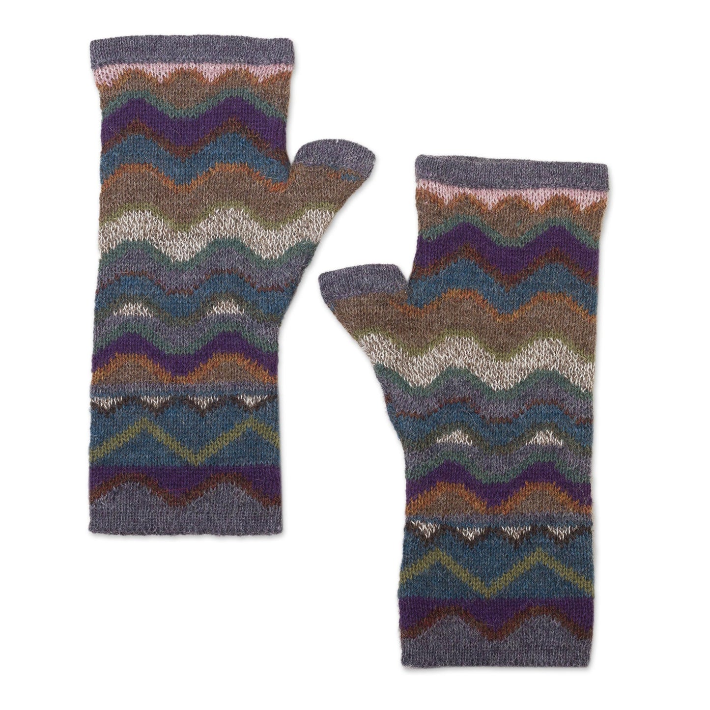 Mountain of Seven Colors Pure Alpaca Wool Multicolored Fingerless Mitts