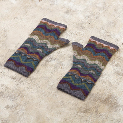 Mountain of Seven Colors Pure Alpaca Wool Multicolored Fingerless Mitts