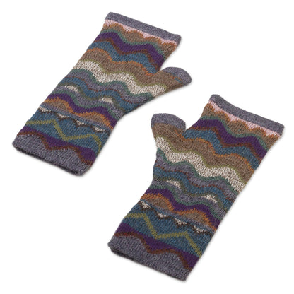Mountain of Seven Colors Pure Alpaca Wool Multicolored Fingerless Mitts