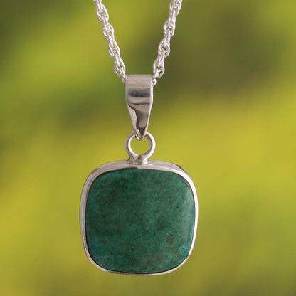 Window Chrysocolla and Sterling Silver Pendant Necklace