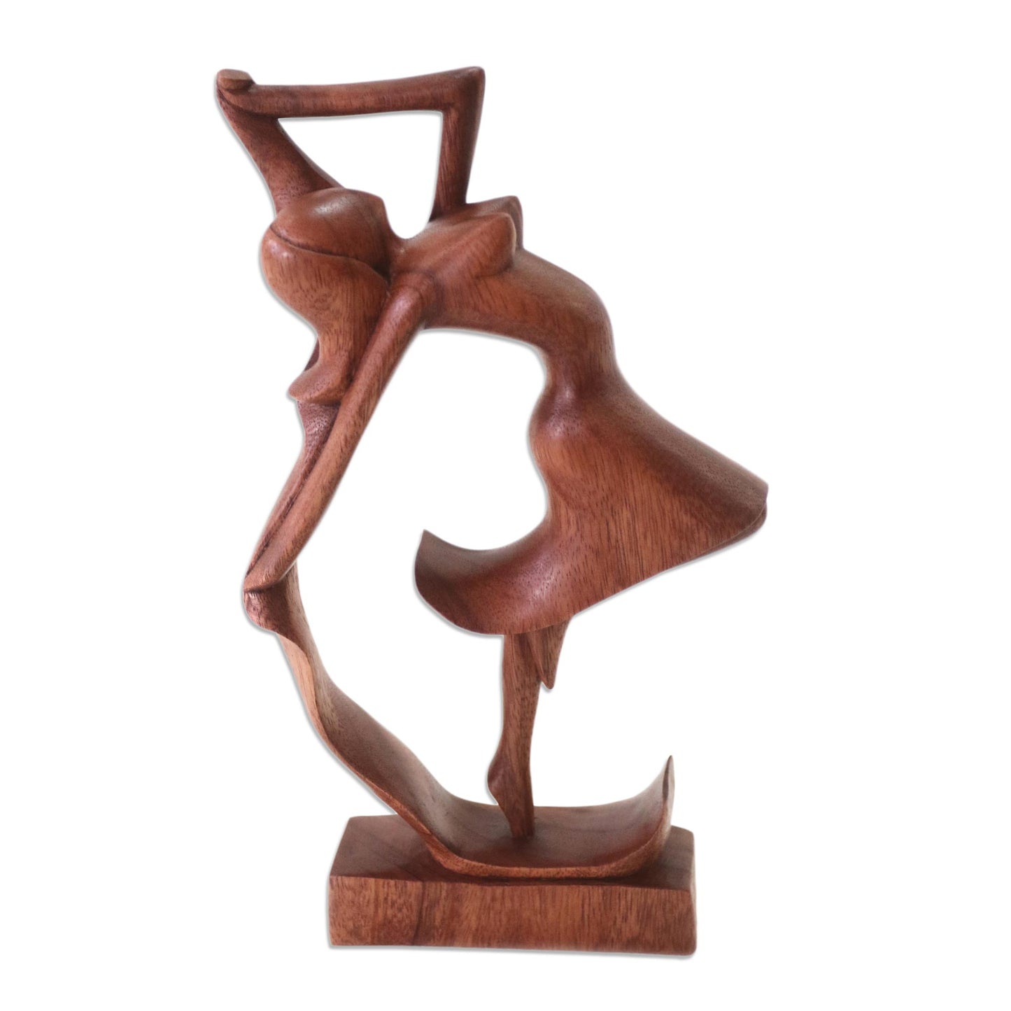 Dancing Woman Hand Carved Wood Statue of Woman Dancing