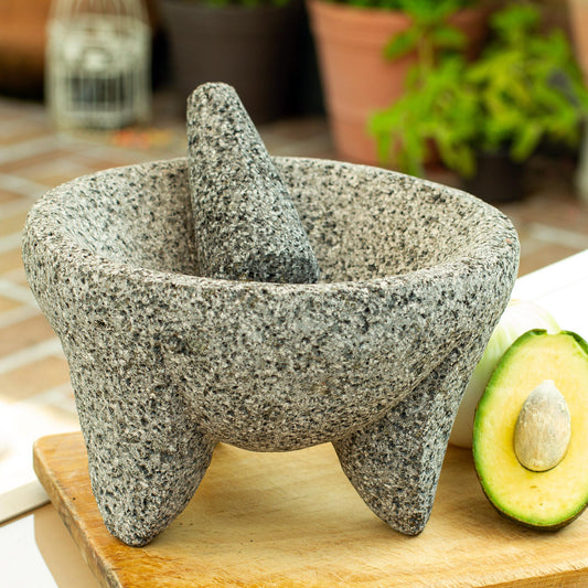 Grand Tradition Traditional Basalt Molcajete from Mexico (9 inch)