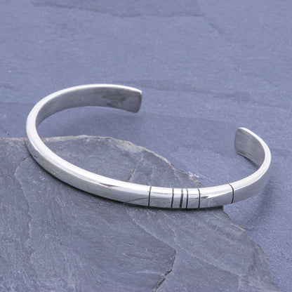 Living In Unity Slender Thai Unity Bracelet Cuff Crafted of Sterling Silver