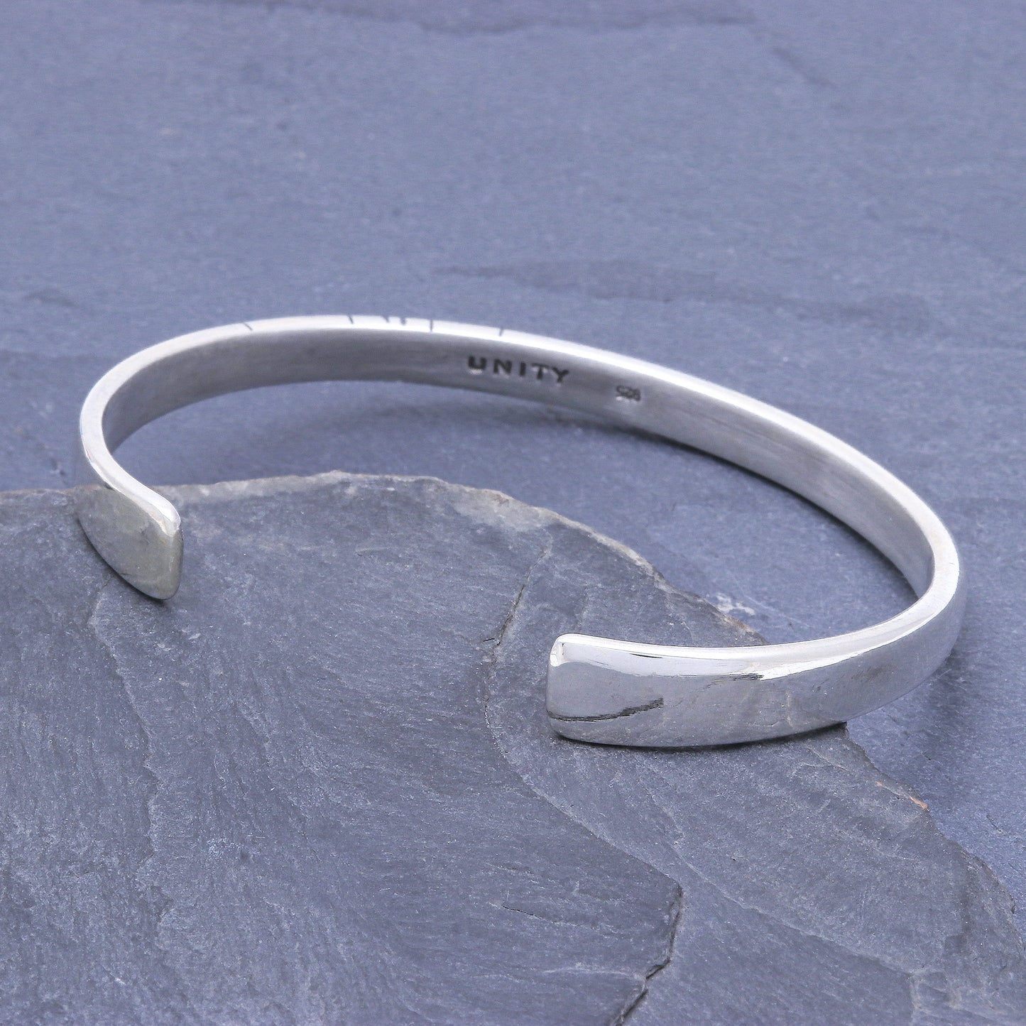 Living In Unity Slender Thai Unity Bracelet Cuff Crafted of Sterling Silver