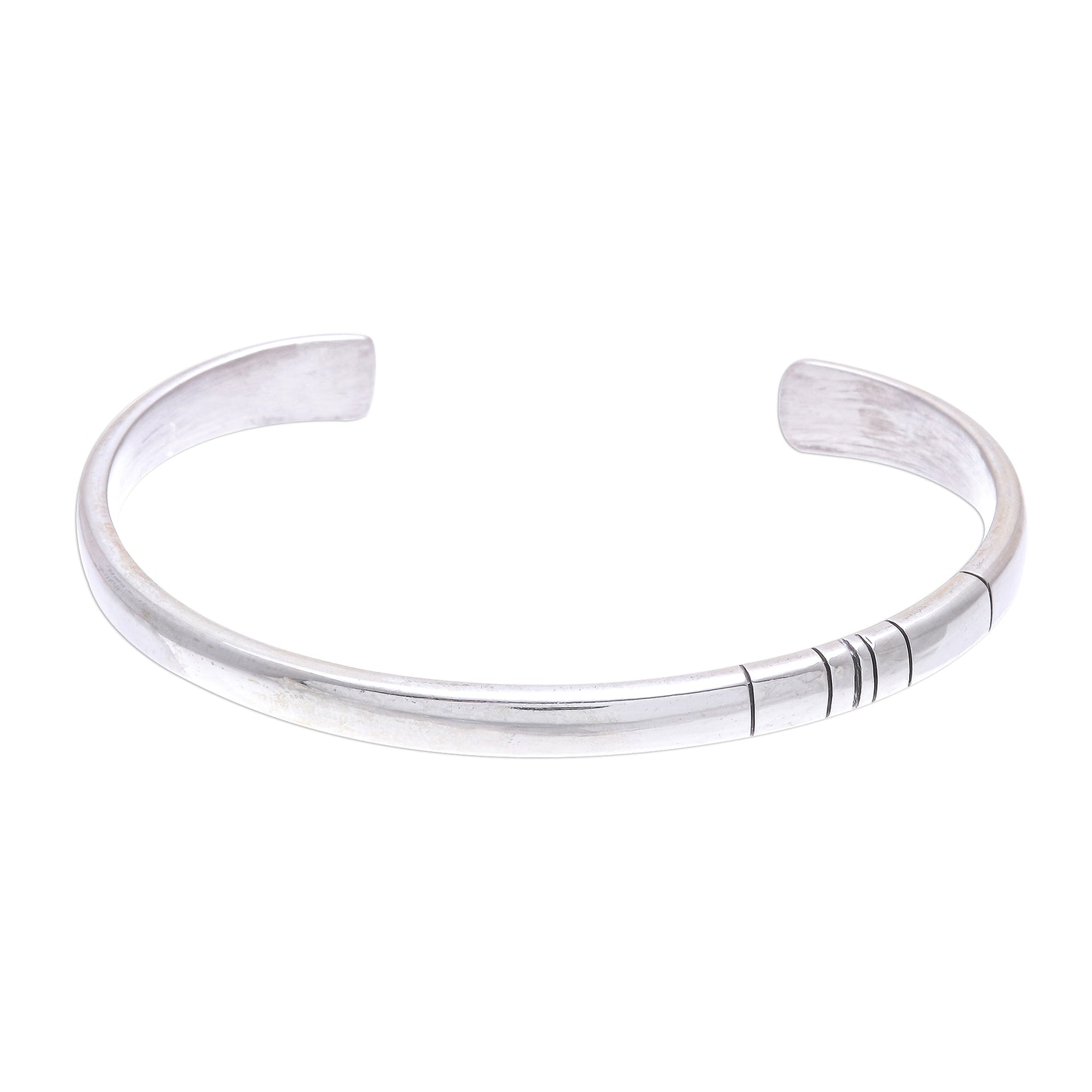 Living In Unity Slender Thai Unity Bracelet Cuff Crafted of Sterling Silver