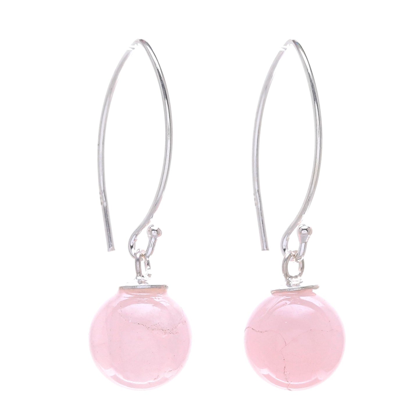 Luna in Pink Rose Quartz Sterling Silver Drop Earrings