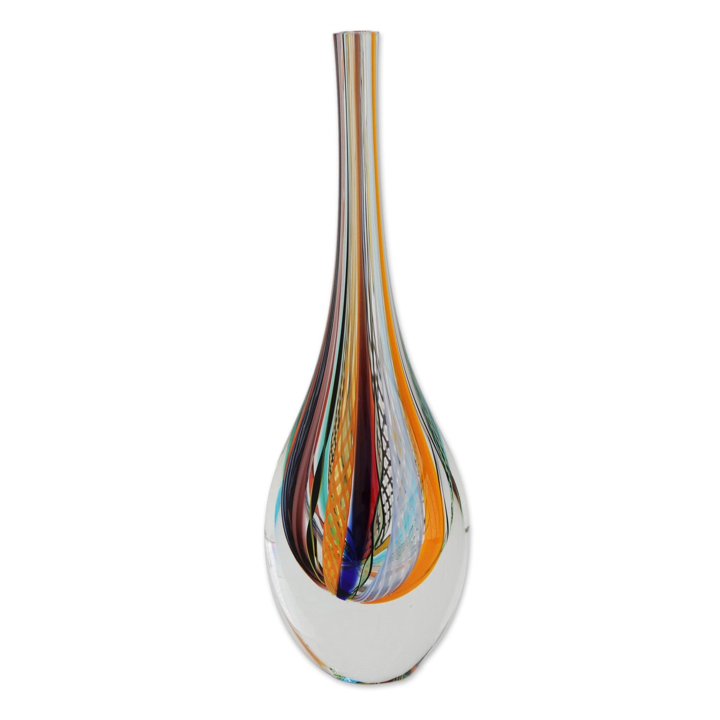 Color Cascade Murano-Style Art Glass Vase (11 Inch)