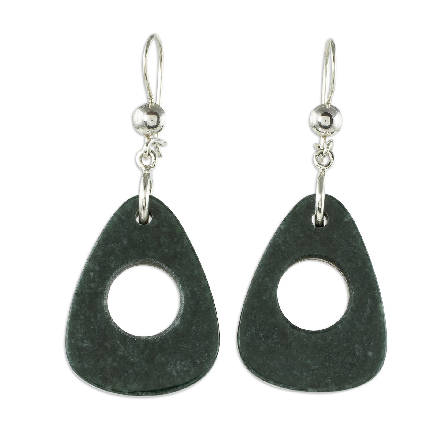 Strum in Dark Green Natural Green Jade Dangle Earrings