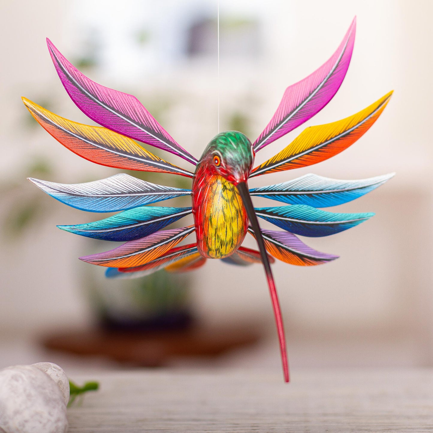 Brilliant Hummingbird Handmade Hummingbird Wood Alebrije Sculpture