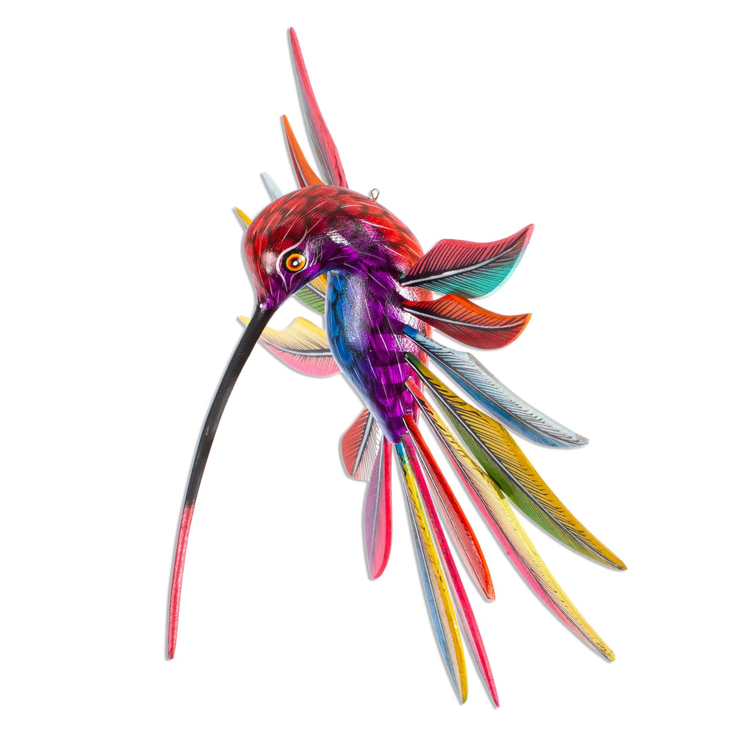 Psychedelic Hummingbird Artisan Crafted Wood Alebrije of Hummingbird