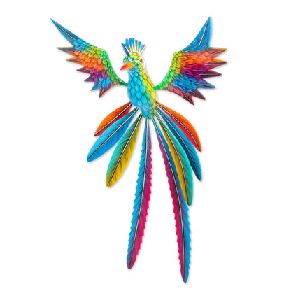 Psychedelic Quetzal Handmade Quetzal Wood Alebrije Sculpture