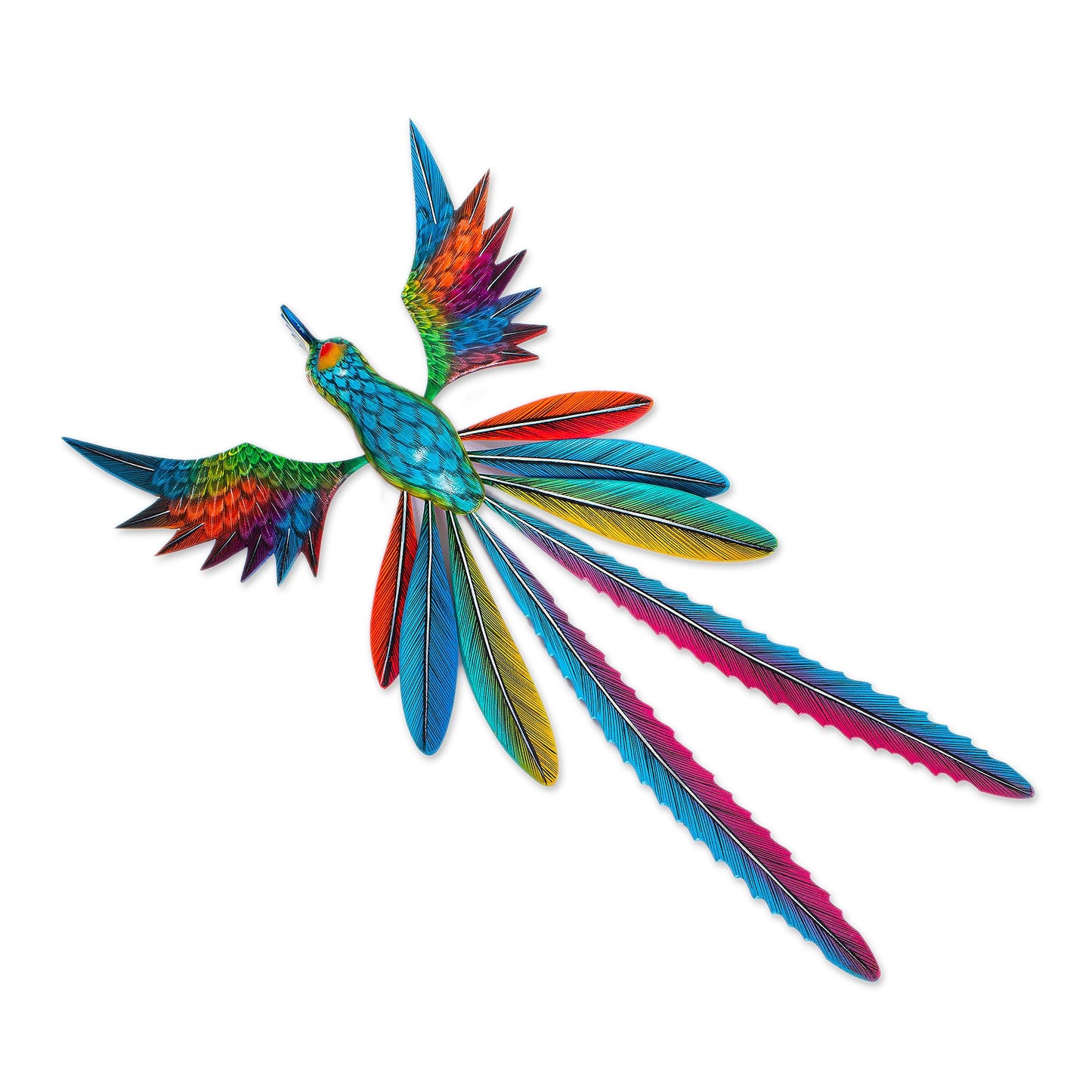 Psychedelic Quetzal Handmade Quetzal Wood Alebrije Sculpture