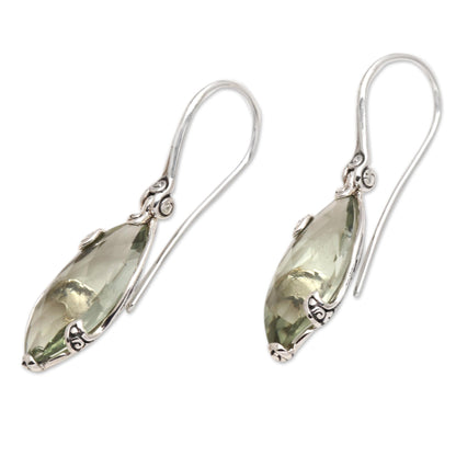 Nepenthes in Green Checkerboard Faceted Prasiolite Drop Earrings