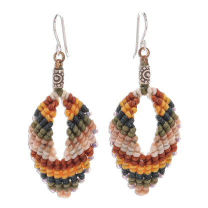 Mini Boho in Multi Macrame and Bead Dangle Earrings