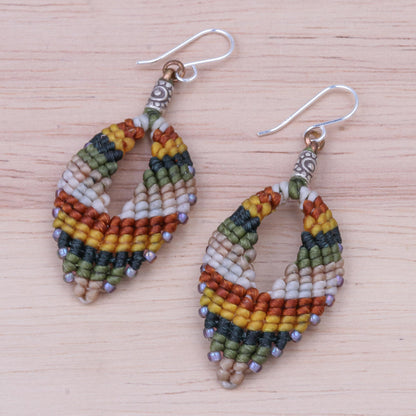 Mini Boho in Multi Macrame and Bead Dangle Earrings