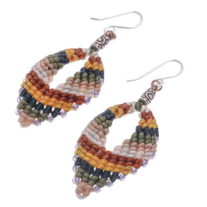 Mini Boho in Multi Macrame and Bead Dangle Earrings