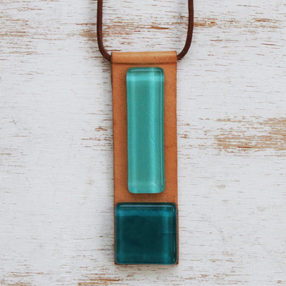 Pieces of the Sea Fused Glass and Leather Necklace