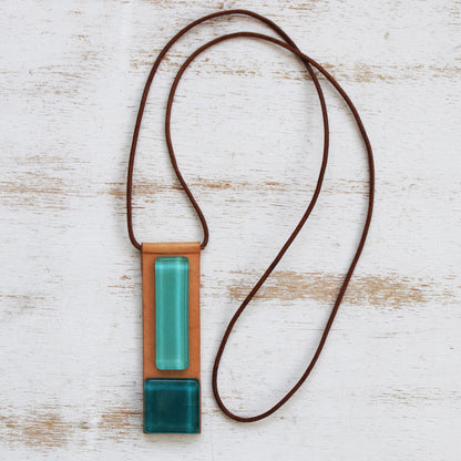 Pieces of the Sea Fused Glass and Leather Necklace