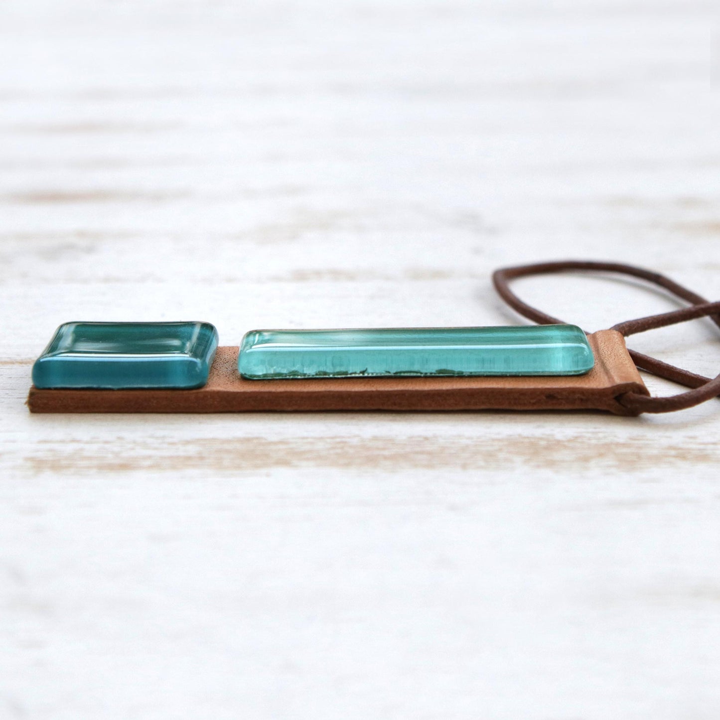 Pieces of the Sea Fused Glass and Leather Necklace