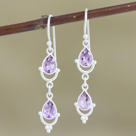 Royal Rain Artisan Made Amethyst Sterling Silver Dangle Earrings